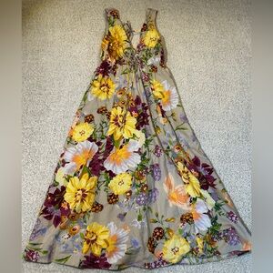 H&M floral summer linen-blend maxi dress Size S